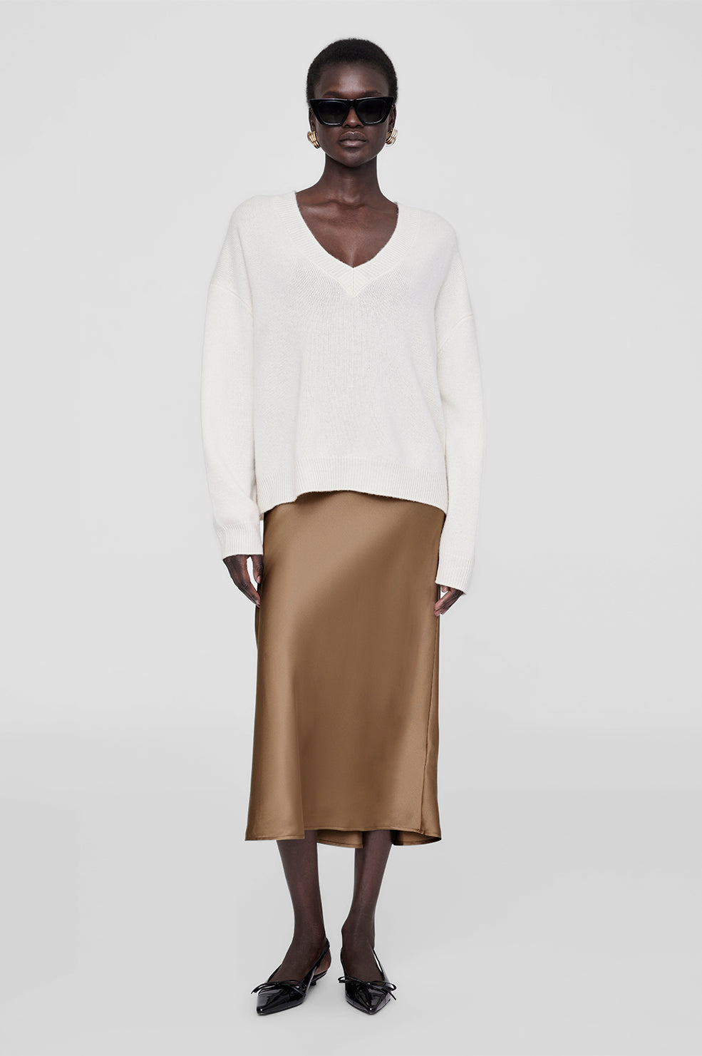 Bar Silk Skirt - Sepia