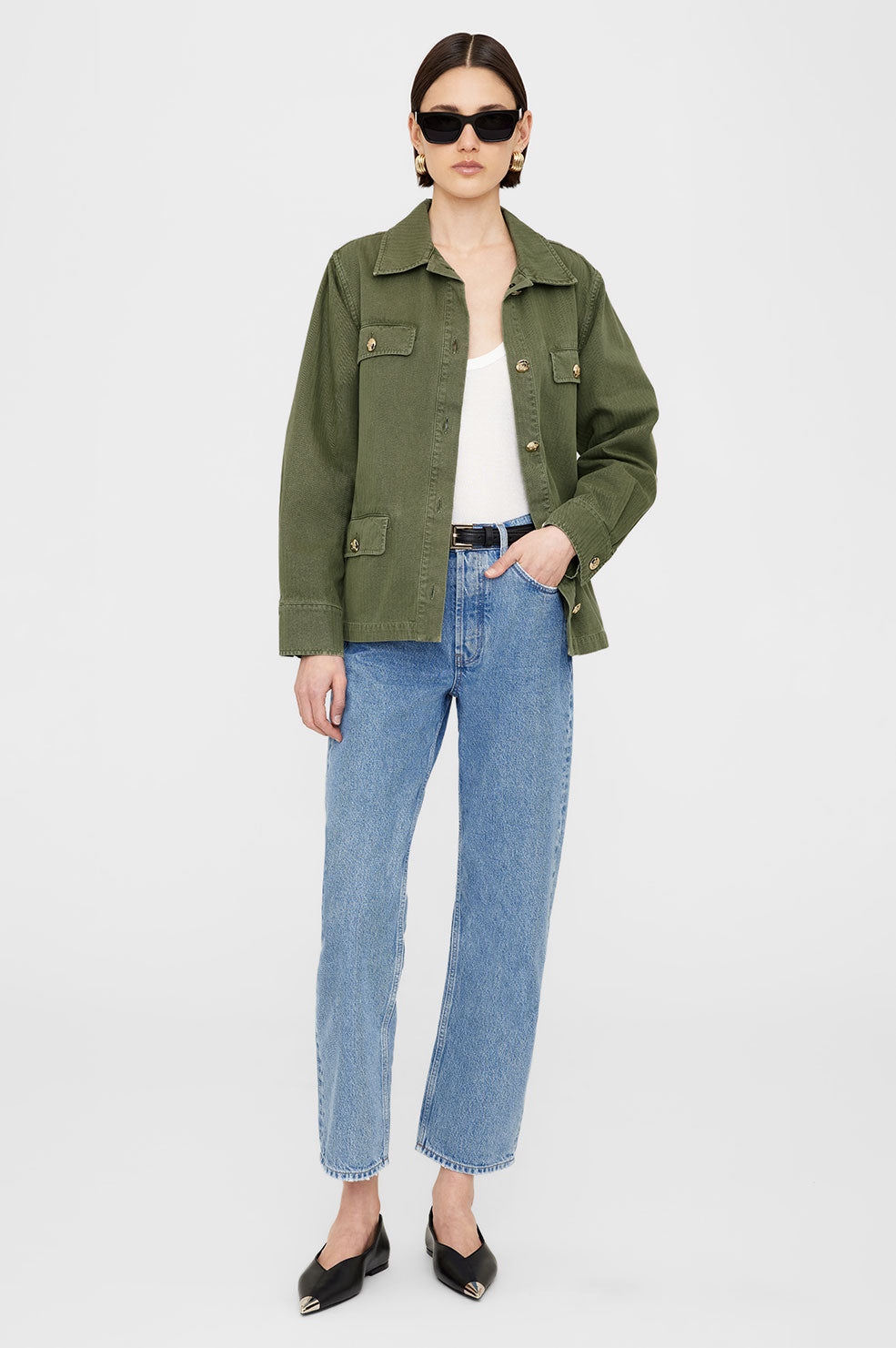 ANINE BING Corey Jacket - Army Green - On Model Front