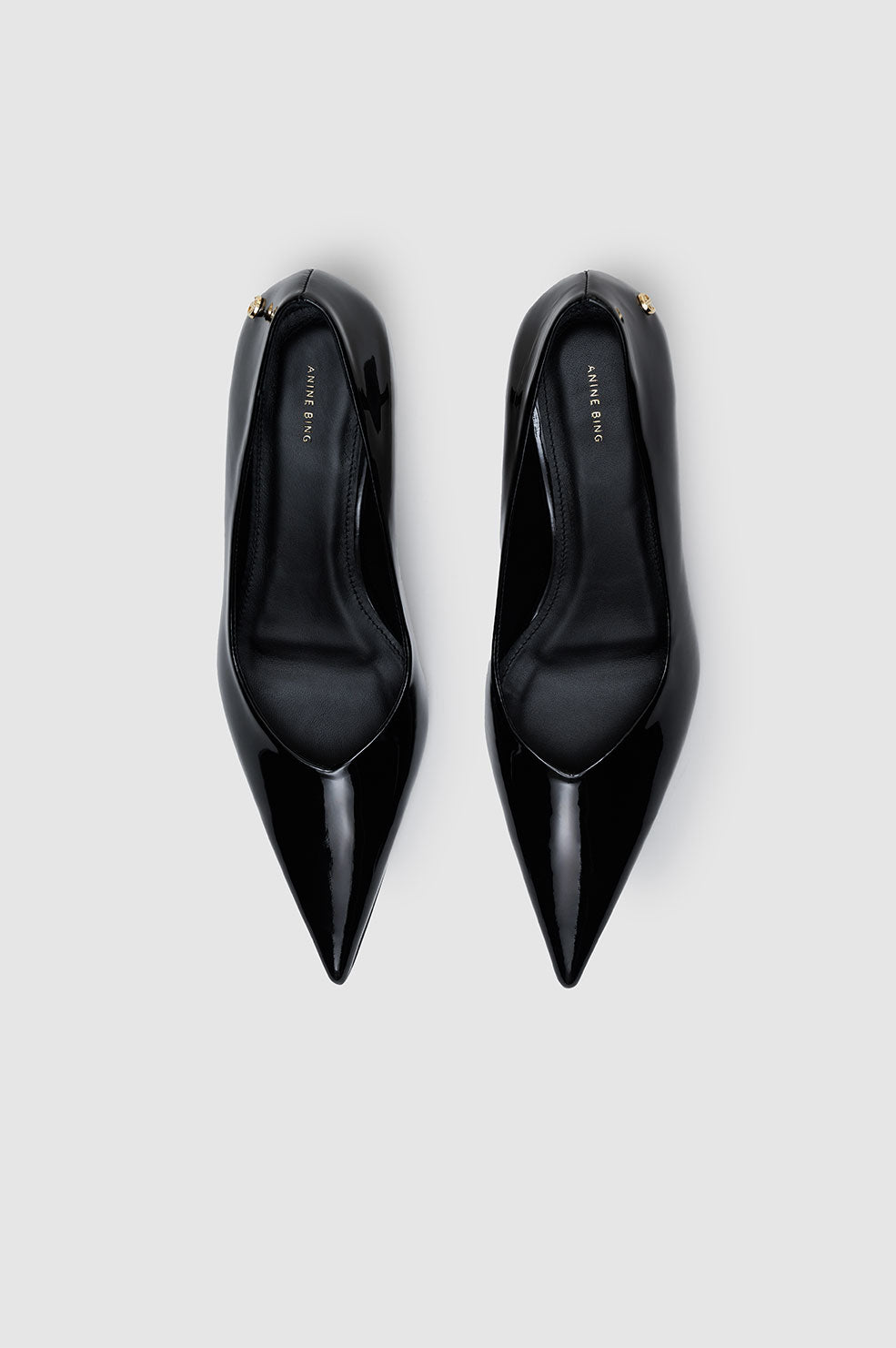 ANINE BING Hilda Pumps - Black Patent - top pair view