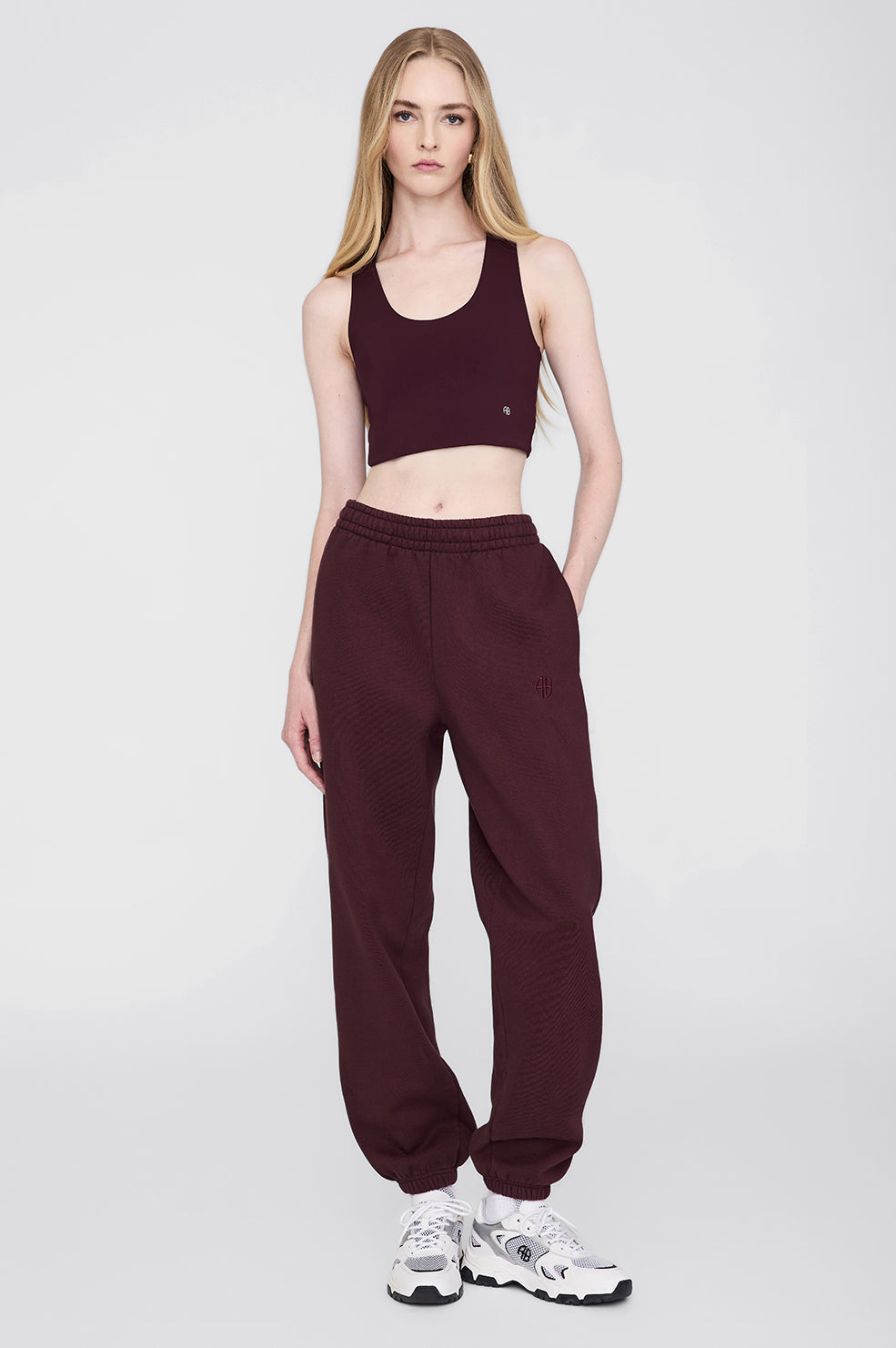 ANINE BING Karter Jogger - Dark Burgundy - On Model Front