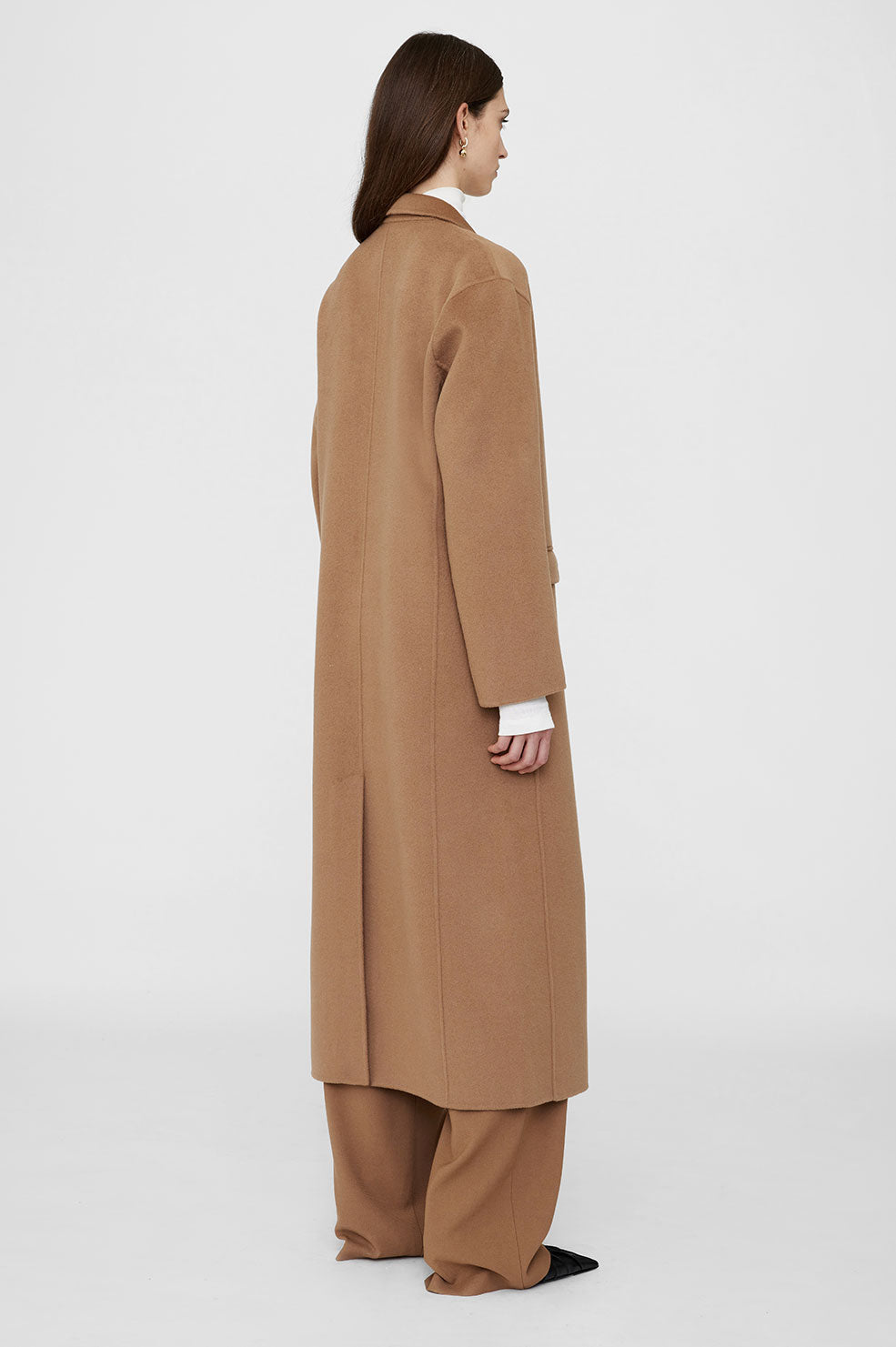 ANINE BING Quinn Coat - Camel Cashmere Blend - On Model Back