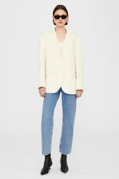 ANINE BING Quinn Blazer - White Cashmere Blend - On Model Front Second Image 