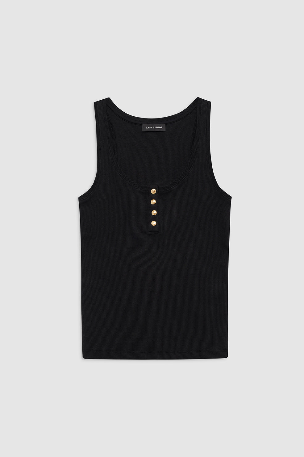 ANINE BING Alessia Tank - Black - Front View