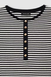 ANINE BING Alessia Tee - Cream And Black Stripe - Detail View