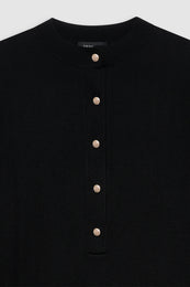 ANINE BING Ghita Dress - Black Cashmere Blend - Detail View