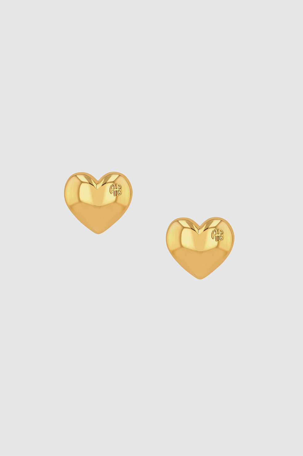 ANINE BING Heart Earrings - Gold - Front View