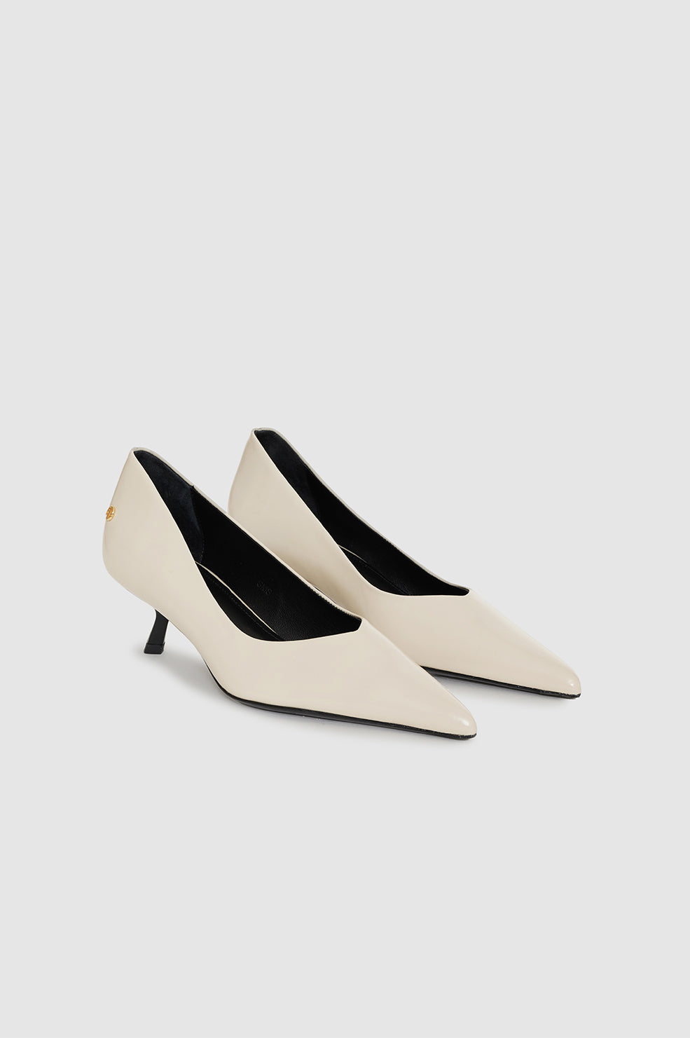 ANINE BING Hilda Pumps - High-Shine Bone - Front View