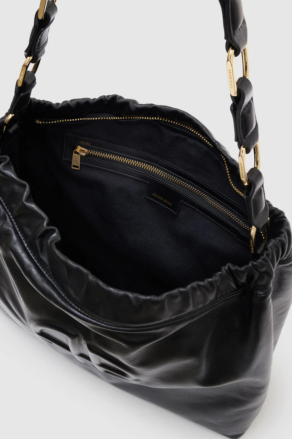 ANINE BING Kate Shoulder Bag - Black - Inside View