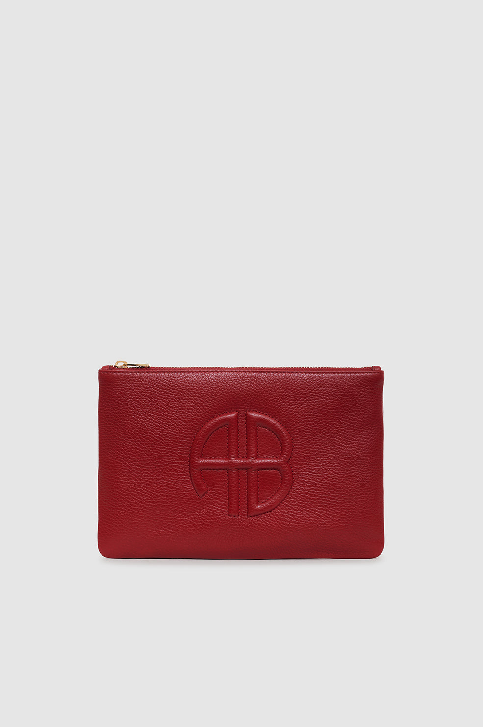 ANINE BING Lili Pouch - Red Pebbled - Front View