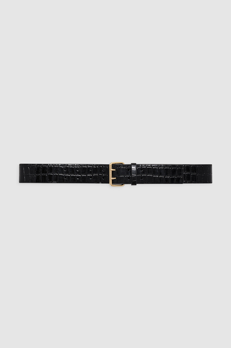 ANINE BING Mila Belt - Embossed Black - Front View