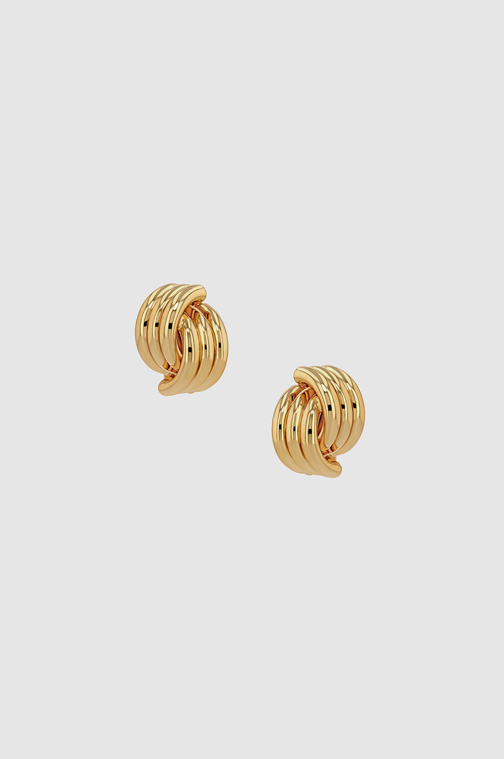 ANINE BING Small Crossover Ribbed Earrings - Gold - Front View