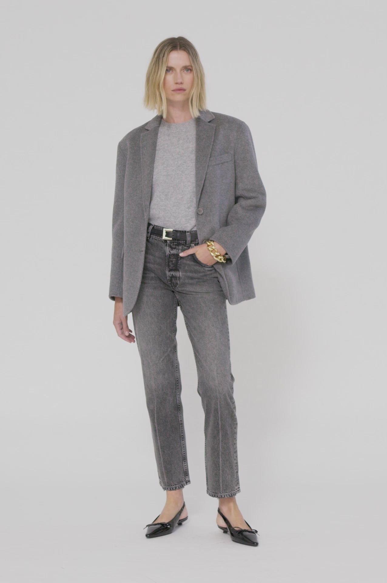 ANINE BING Quinn Blazer - Heather Grey - On Model Video