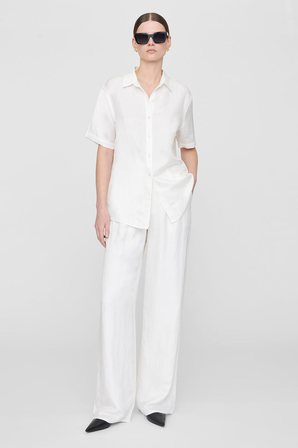 Carrie Pant - White Linen Blend